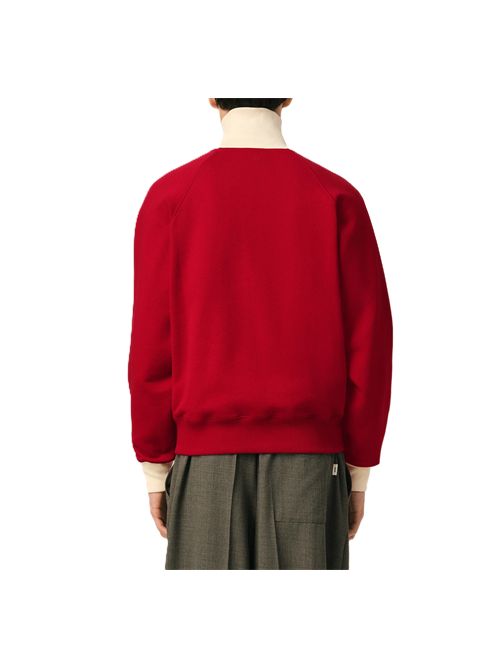 Jacket in loopback light fleece contrasted details. Ami Paris | USW796.JE0245A202RUBYRED/IVORY
